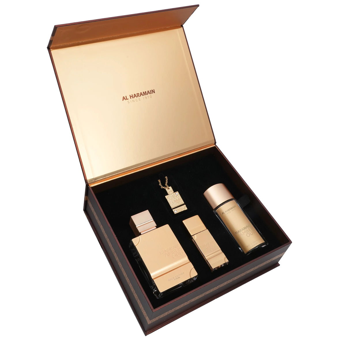 Haramain Amber Oud Gold Edition Perfume Gift Set with Chain Locket