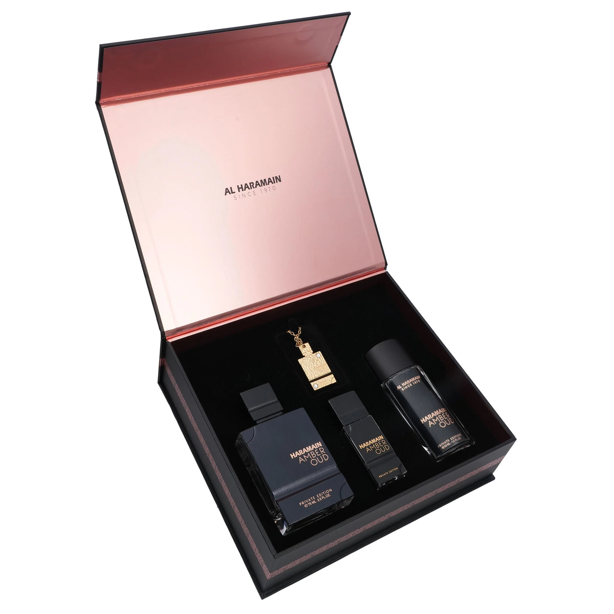 Haramain Amber Oud Private Edition Perfume Gift Set with Chain Locket